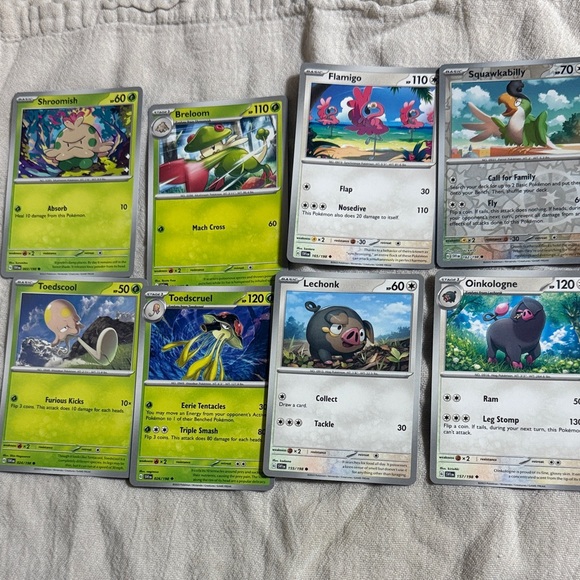 Pokemon Other - 8 Pokemon Trading Cards - Grass and Normal